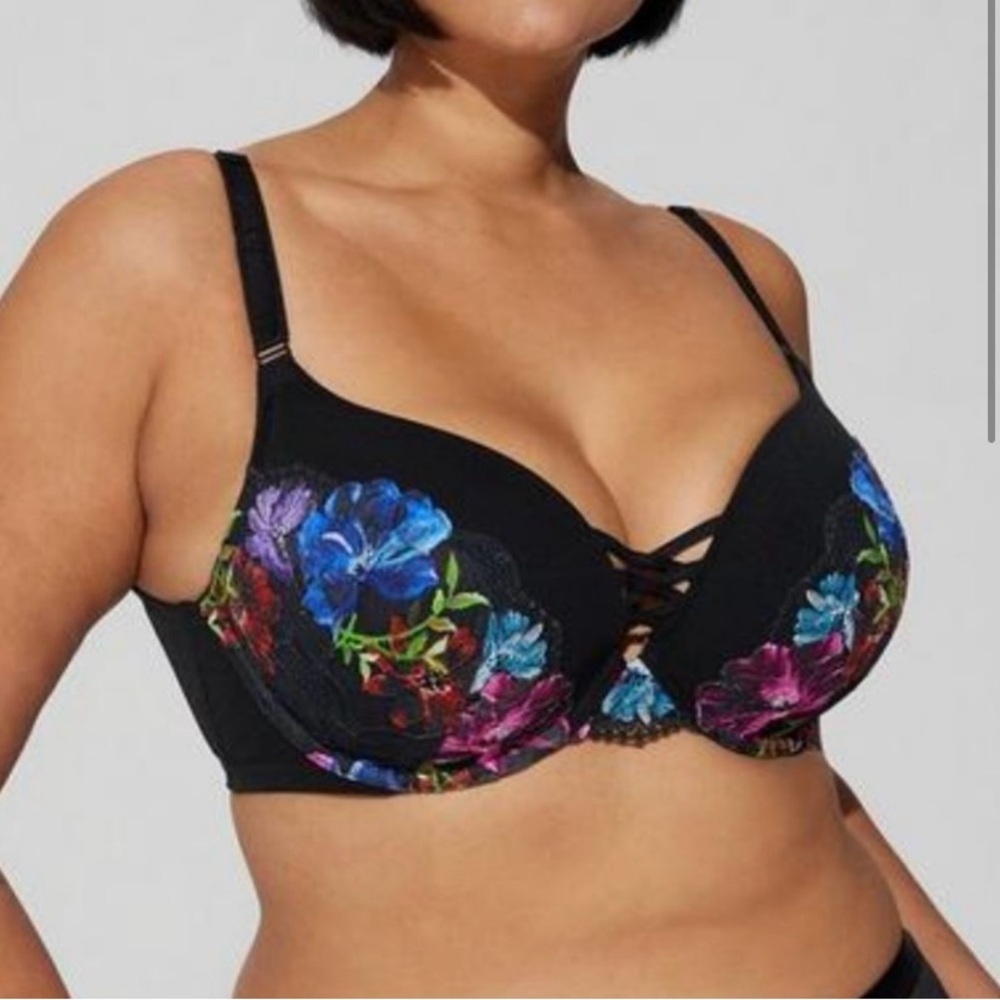 Torrid Floral XO Plunge Push-Up Bra